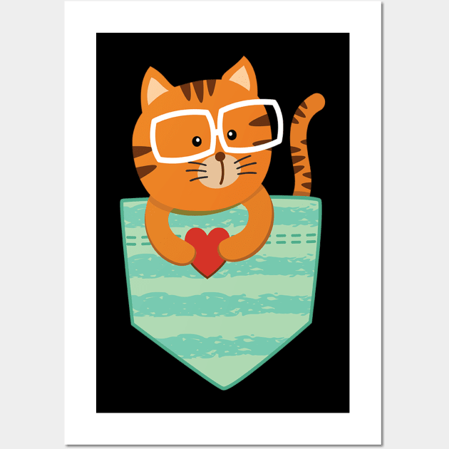 Cute cats pocket tees Wall Art by white.ink